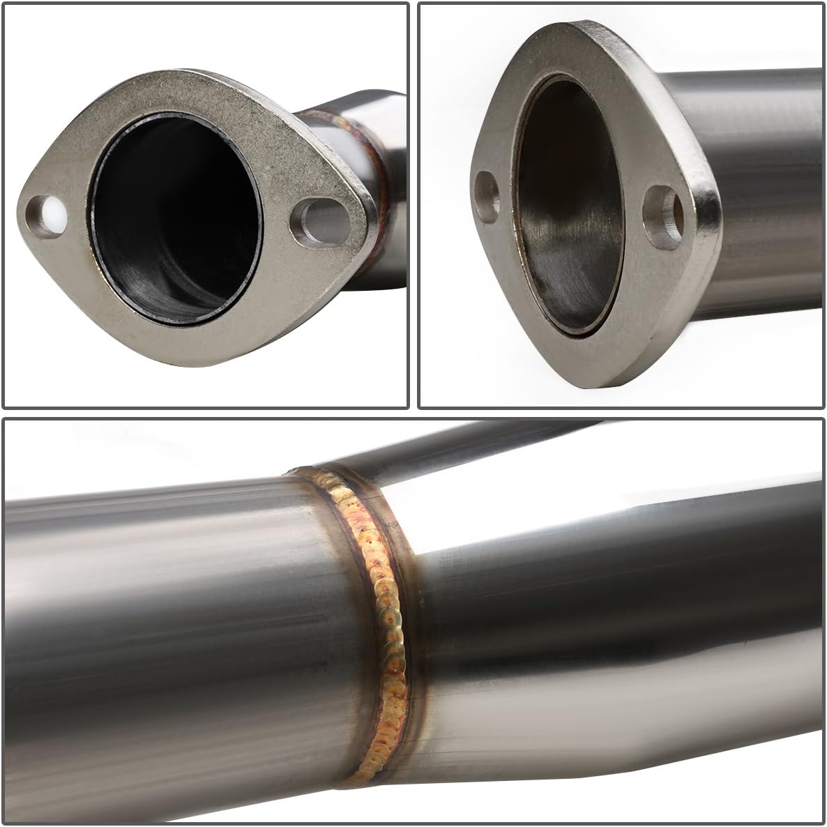 Auto Dynasty 4 inches Round Muffler Tip Catback Exhaust System Compatible with 1992-2000 Honda Civic Coupe Sedan EX, Stainless Steel