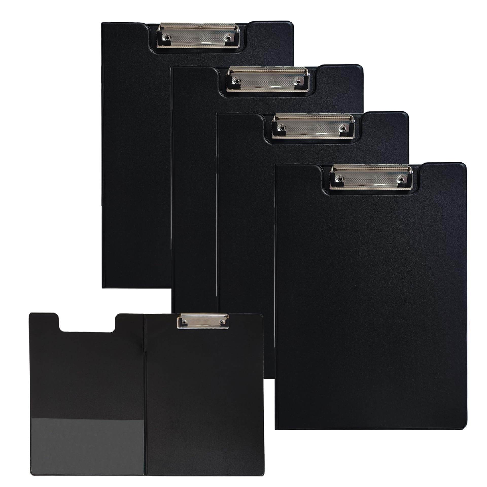 4-Pack Black A4 File Clipboards, Clipboard Folder A4 Foldover Clipboard with Cover Durable Waterproof Perfect for Office School or Home Use