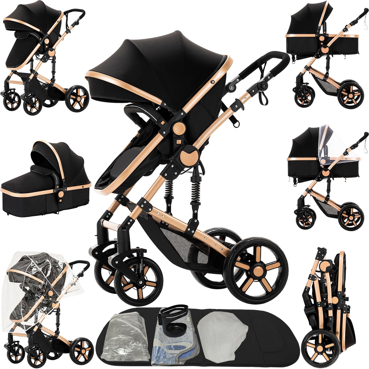 n*1様 BIG CHARLOTTE II（Black×Beige） Amazon.com : 2 in 1 Baby Stroller, Convertible Foldable Standard