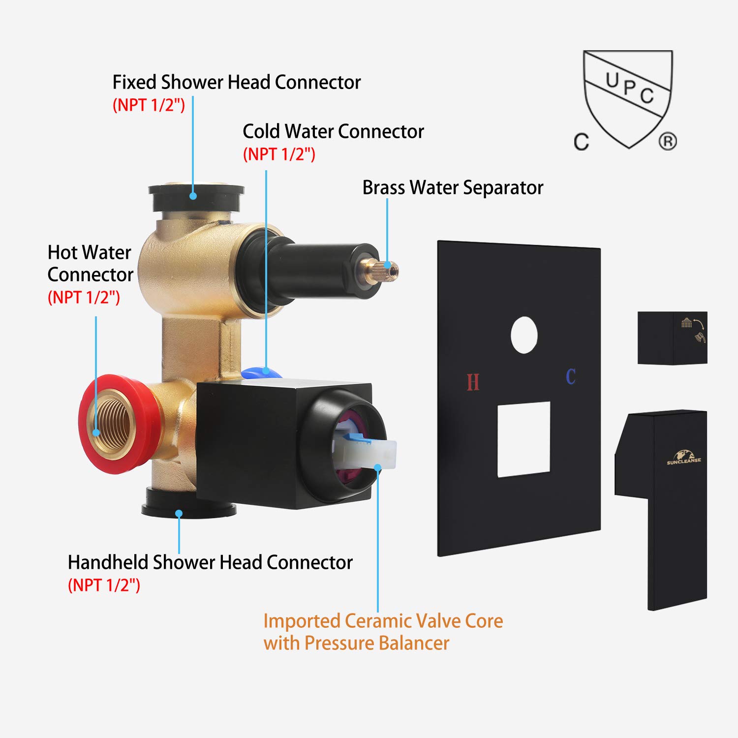 Ceiling Mounted Shower System,Suncleanse 10 Inches Shower Faucet Square
