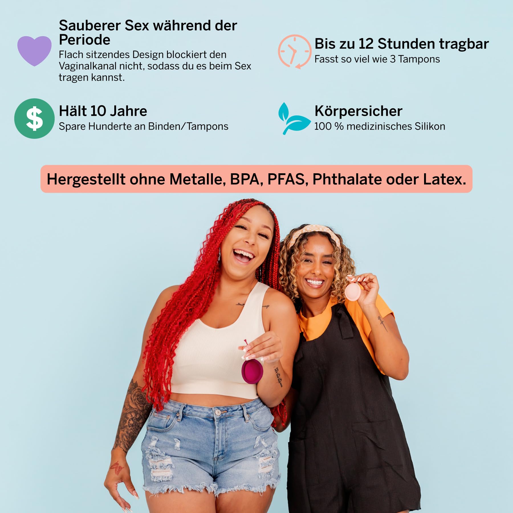 Menstruationsdisc mit Sterilisator – Platz 1 für komfortable weiche Perioden-Disc – Entfernt 99,9% der Keime mit Dampf – Reinigung in 3 Minuten – Kompaktes Hygieneset