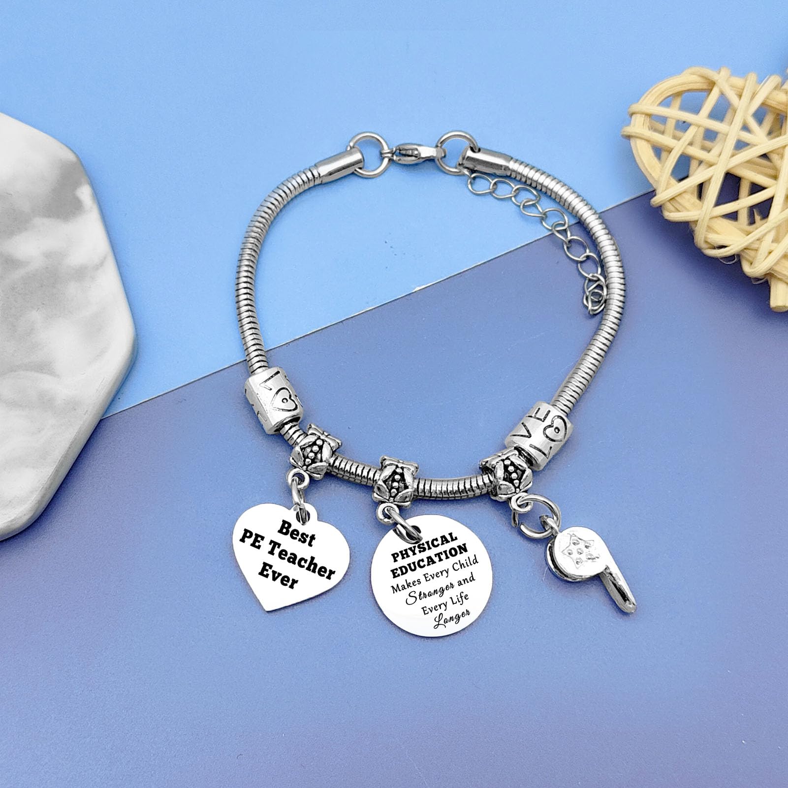 PE Teacher Gifts Bracelet Teacher Appreciation Gifts from Student Physical Education Gift Pe Bracelet Coach Gifts for Women Retirement Gifts for Teachers Graduation Gifts for Her Going Away Gifts