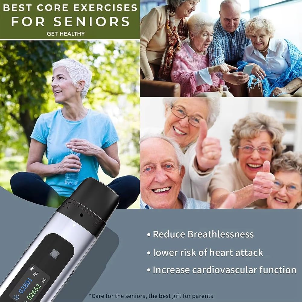 Espirómetro Bluetooth para Teléfono Móvil con Grabación de Datos, Equipo de Resistencia, Adecuado para el Entrenamiento de Respiración Pulmonar en Niños y Adultos.