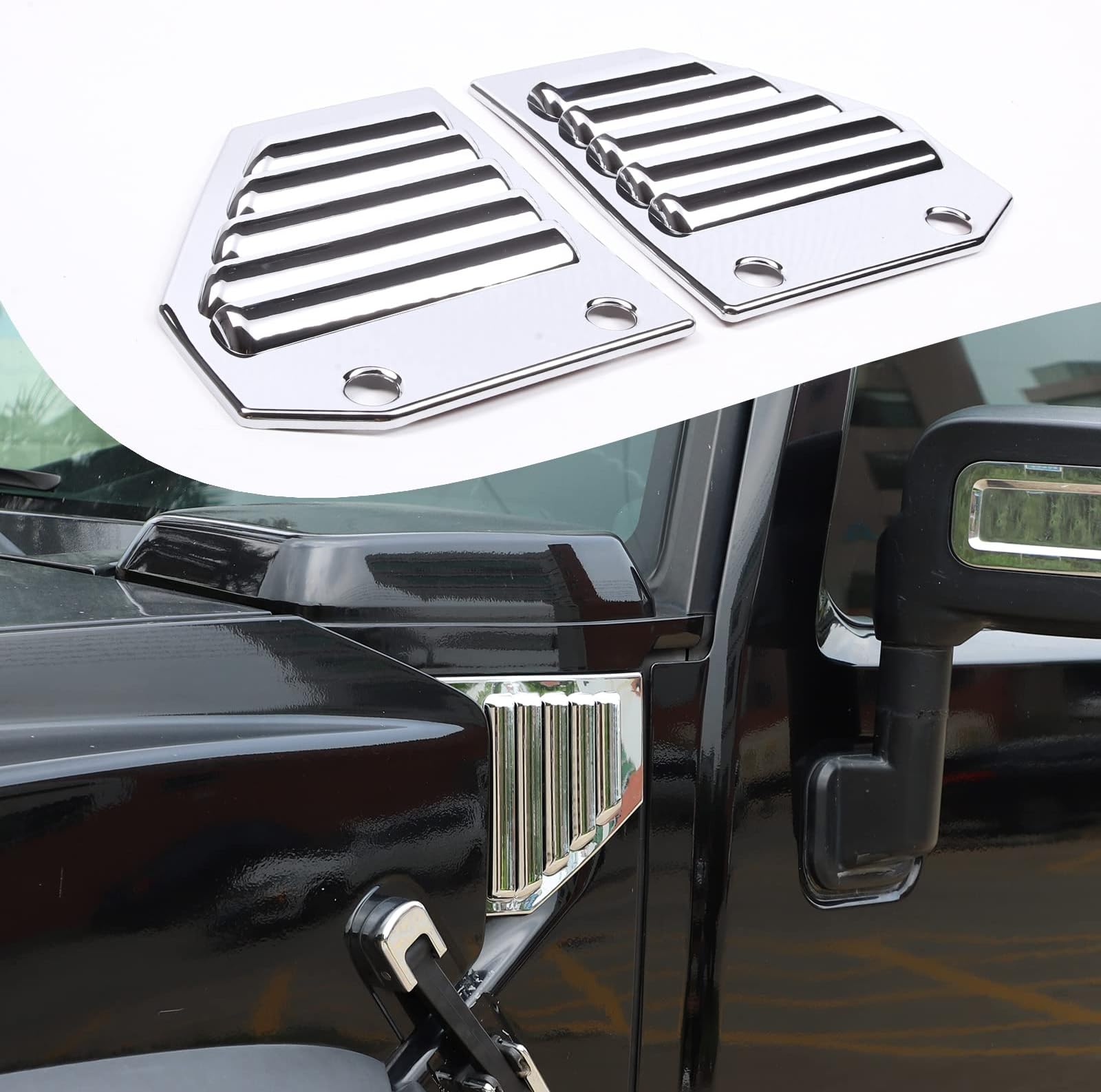 Vent Cover Chrome Hood Bezel Trim Compatible with Hummer H2 2006-2009， Engine Side Air Vent Grilles Cover, Auto Exterior Hood Side Air Vent Trim Cover Accessories, (2PCS) (bright light)