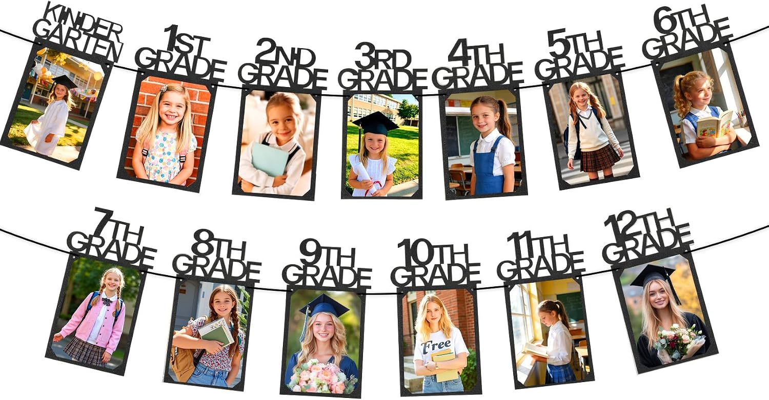 Graduation Photo Banner for Party Decorations, Kindergarten to 12th Grade Picture Banner Graduation Photo Display Decoration for Middle High School College Class of 2026 Grad Party Decoration Supplies