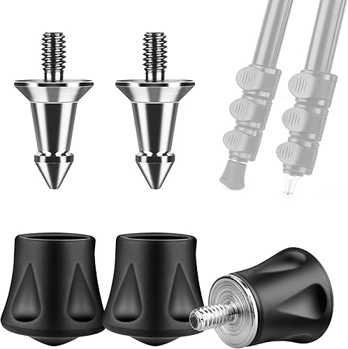 3 patas de trípode de goma antideslizantes universales de 1/4 pulgadas y patas de trípode de acero inoxidable para patas de trípode universales de
