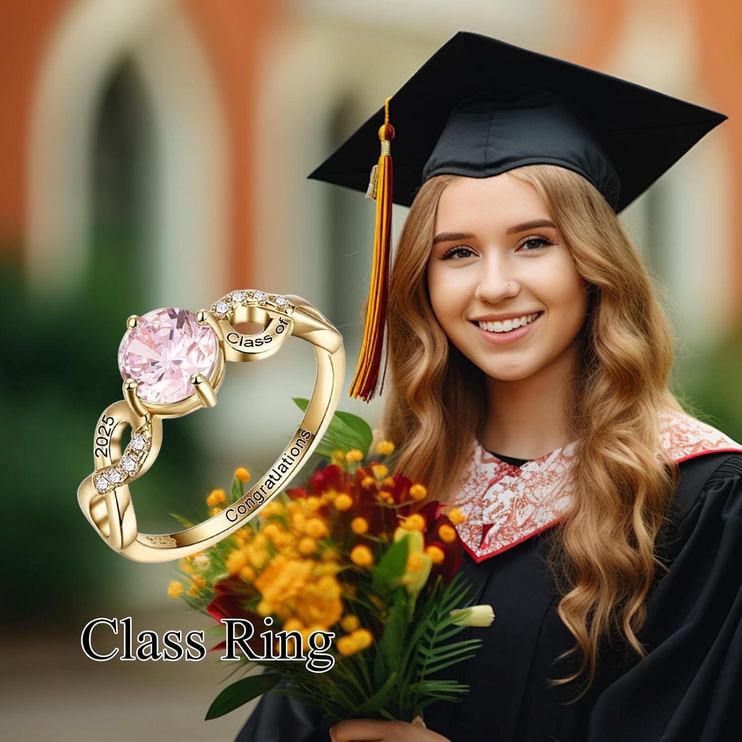 High School Class Rings for Women 925 Sterling Sliver Graduation Ring Size 5-16 Customizable Graduation Gifts