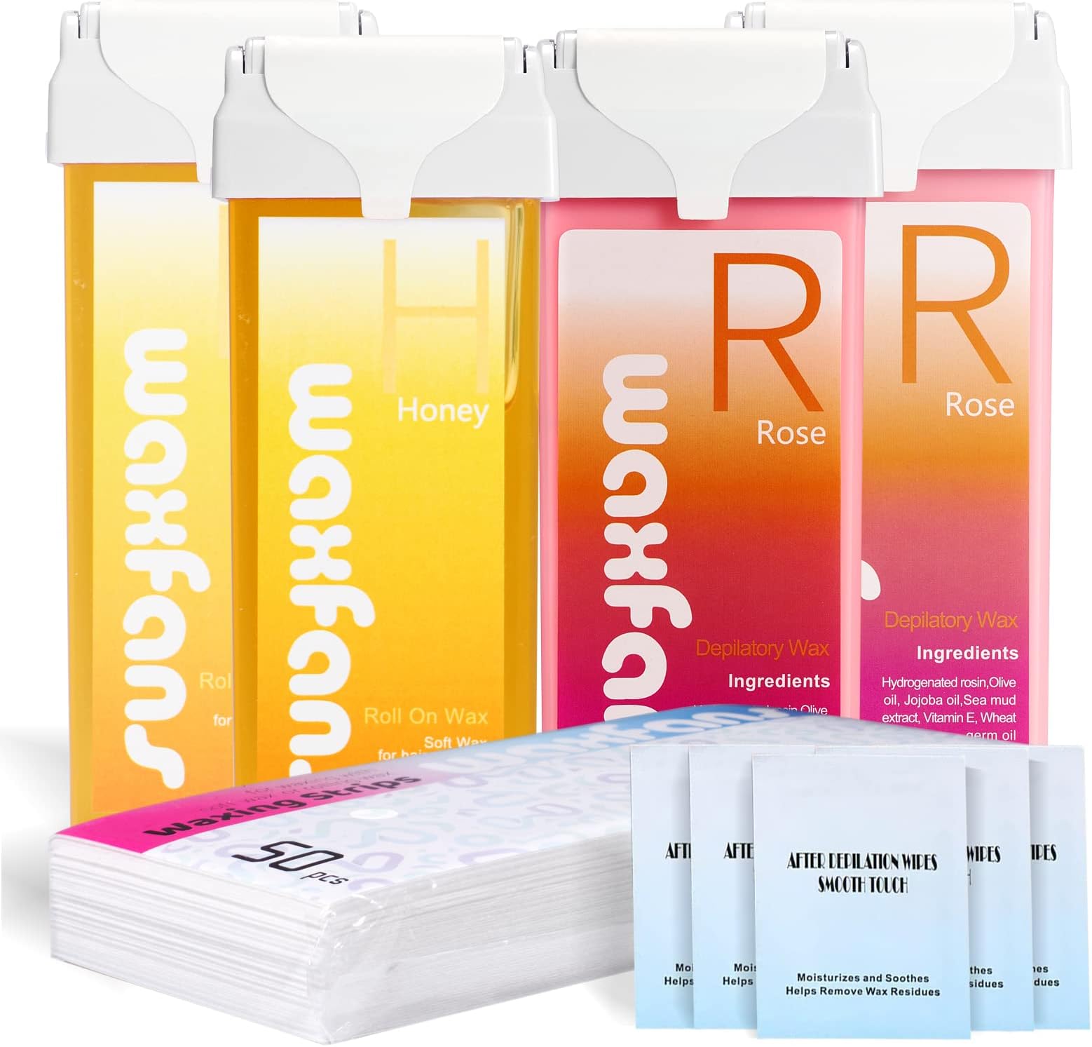 Roll On Wax Roller (4 Packs) - Depilatory Hair Removal for Body, Legs, Arms - 3.53 Ounce Refills