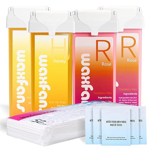 Waxfans - Recambio de rodillo de cera (4 paquetes), depilaciĂłn de cera para cabello corporal, piernas, brazos, no incluido calentador de cera Waxfans - Recambio de rodillo de cera (4 paquetes), depilaciĂłn de cera para cabello corporal, piernas, brazos, no incluido calentador de cera