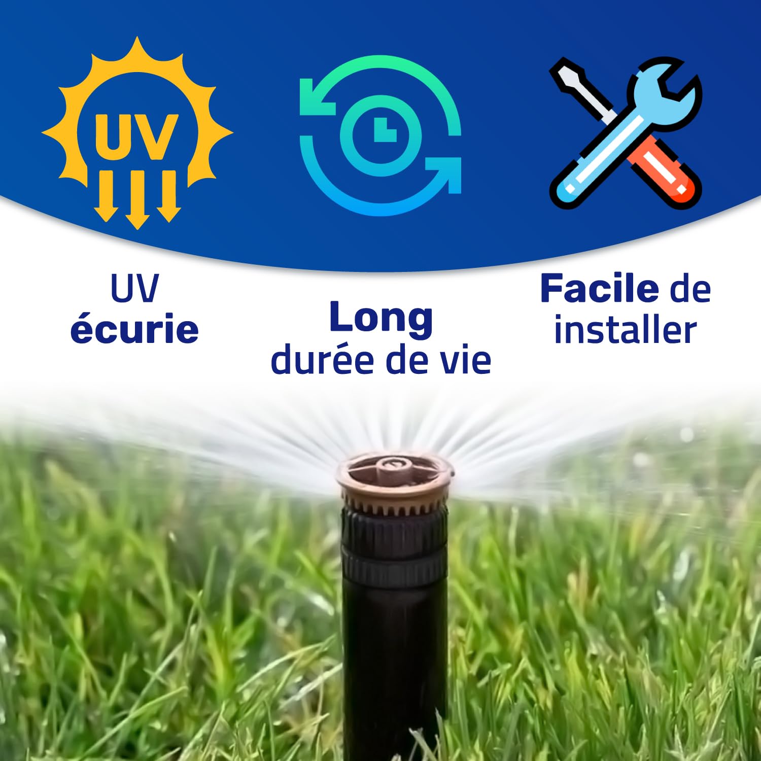 Buse Irrigation économie Eau MONTERAL - Secteur Réglable 0-360°, Portée 2.1-3.1m Buse Arrosage 10 Van