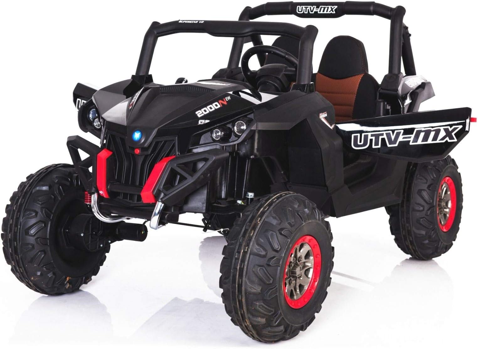 RIRICAR Electric Ride-On Toy Car NEW RSX buggy 2x12V Black - 2.4Ghz, 4 X MOTOR, remote control, two-seats, Ignition key, Soft EVA wheels, USB, SD Card