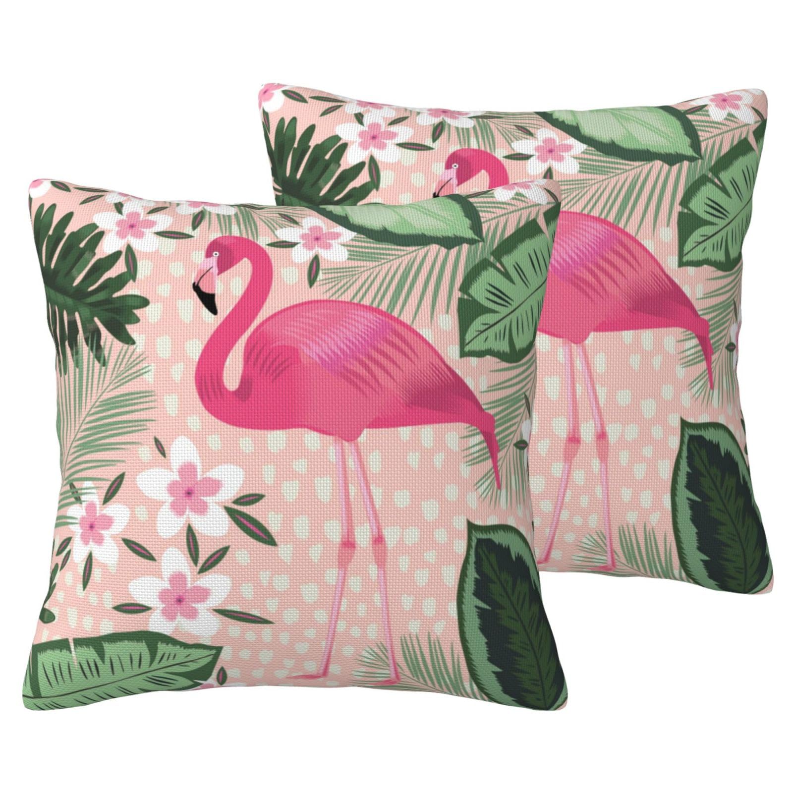Housses de coussin flamant rose lot de 2 taies décoratives effet lin 45x45 canapé