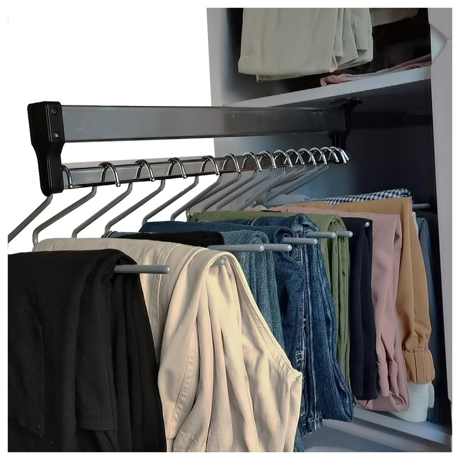 SBCGFY Extendable Pants Rack 30 80cm Pull Out Trouser Organizer for Closet Sliding Rod for Bedroom Kitchen & Bathroom Space Saving 25kg Capacity 450mm/17.7inch,550mm/21.6inch