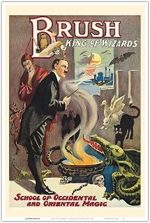 Brush King of Wizards - School of Occidental and Oriental Magic - Vintage Magic Poster c.1915 - Master Art Print (Unframed) 12in x 18in