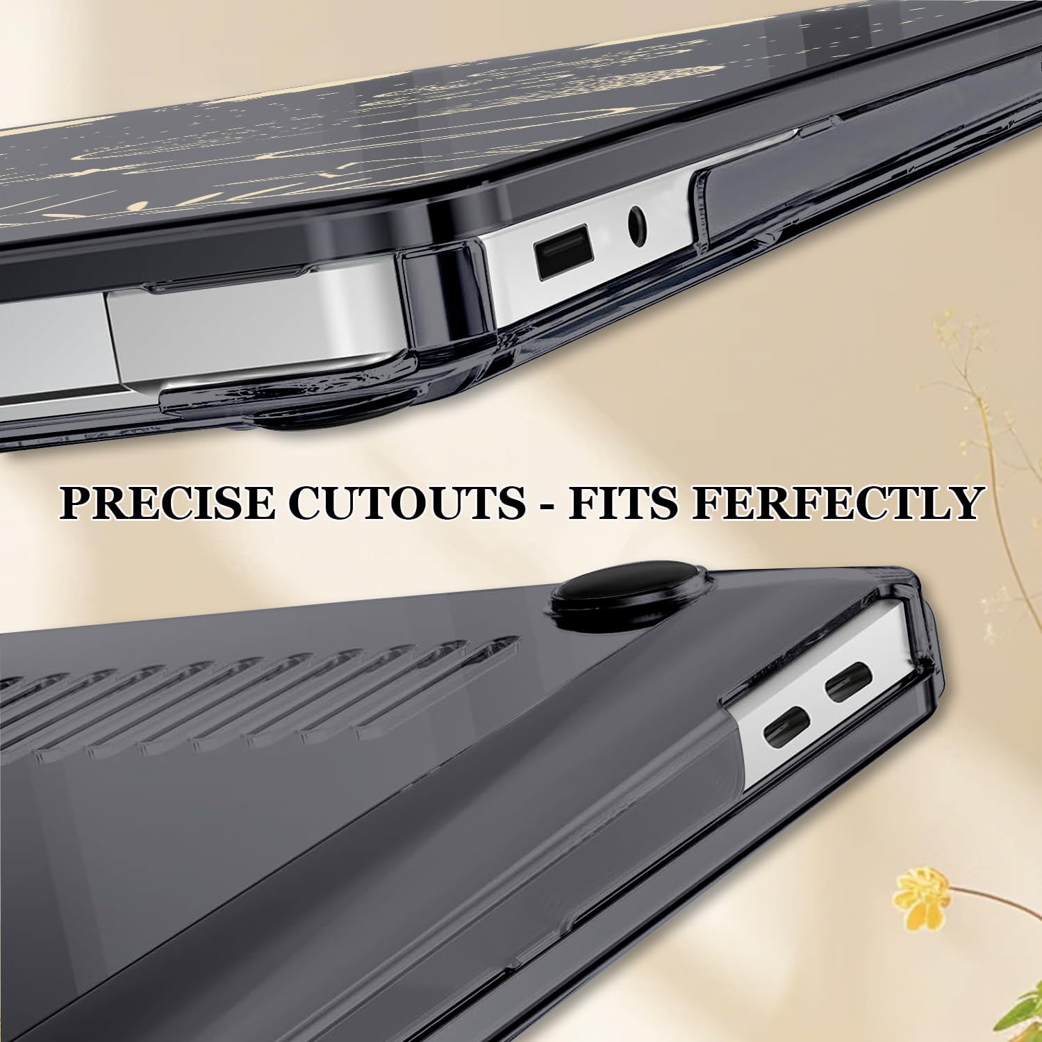 Slim Protective Case for 13 inch Microsoft Surface Laptop 2025 Copilot+PC Model 2095, Lightweight Anti-Scratch Printed Pattern Black Plastic Hard Shell Case Cover, Total Lunar Eclipse - Image 5