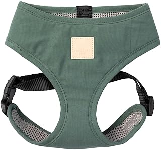FuzzYard Life Cotton Adjustable Dog Harness, Solid Colors (Myrtle Green, Medium)