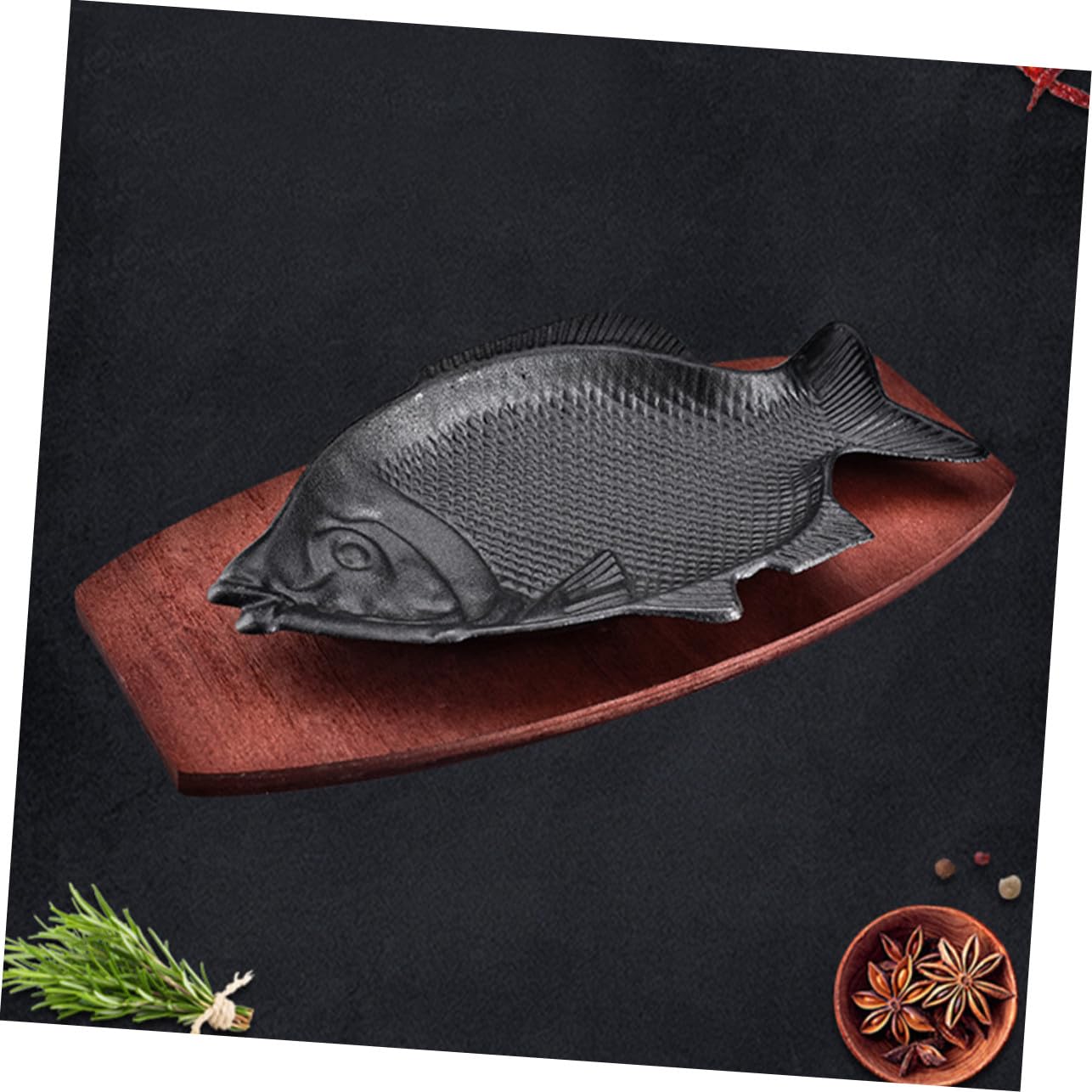 Mipcase Plato para Servir Pescado Forma Pescado Mediano Hierro Resistente para Asar en Hogar y Restaurante Bandeja para Aperitivos y Cenas Familiares