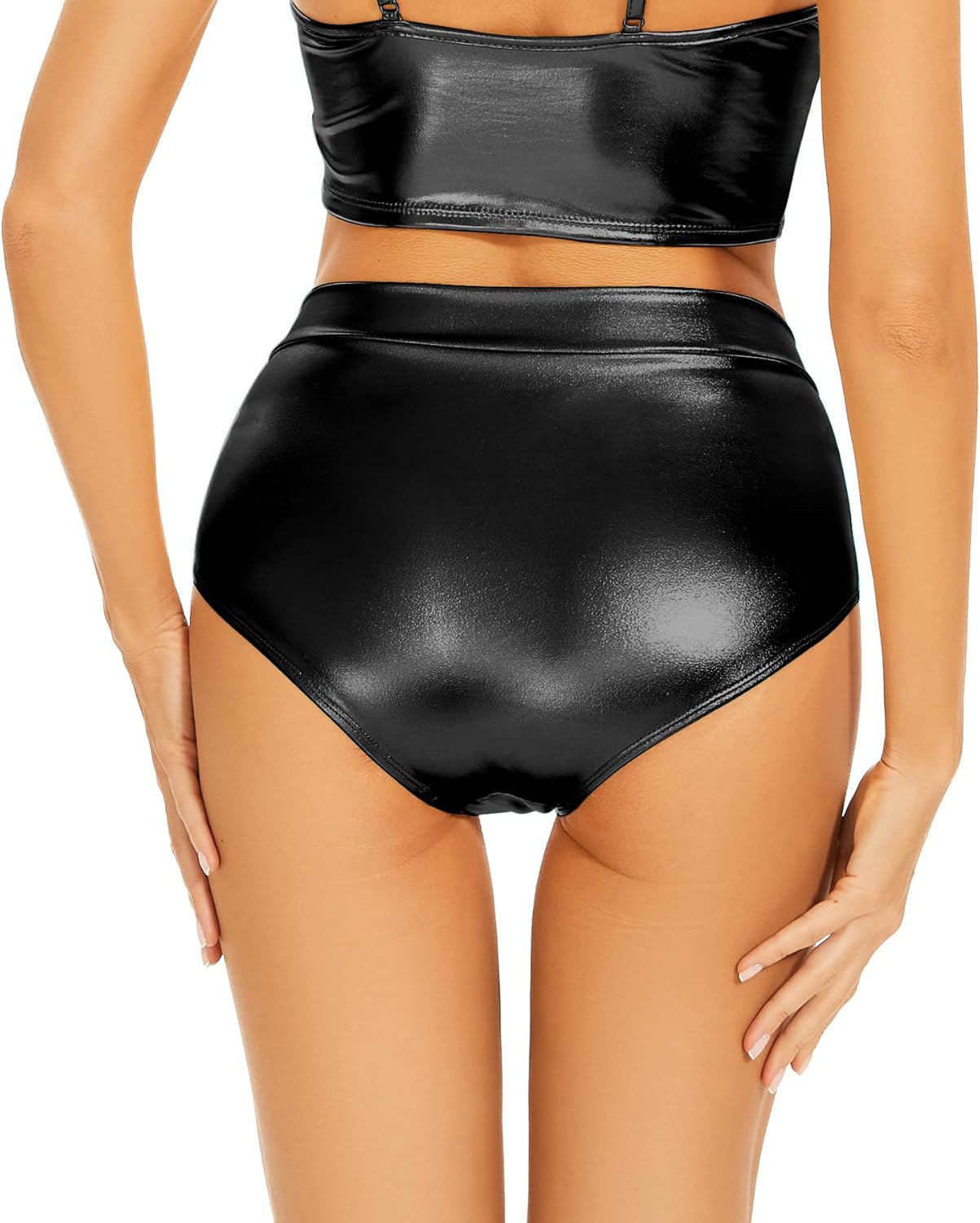 Women's Metallic Booty Shorts Shiny High Waisted Rave Dance Festival Bottoms - Image 4