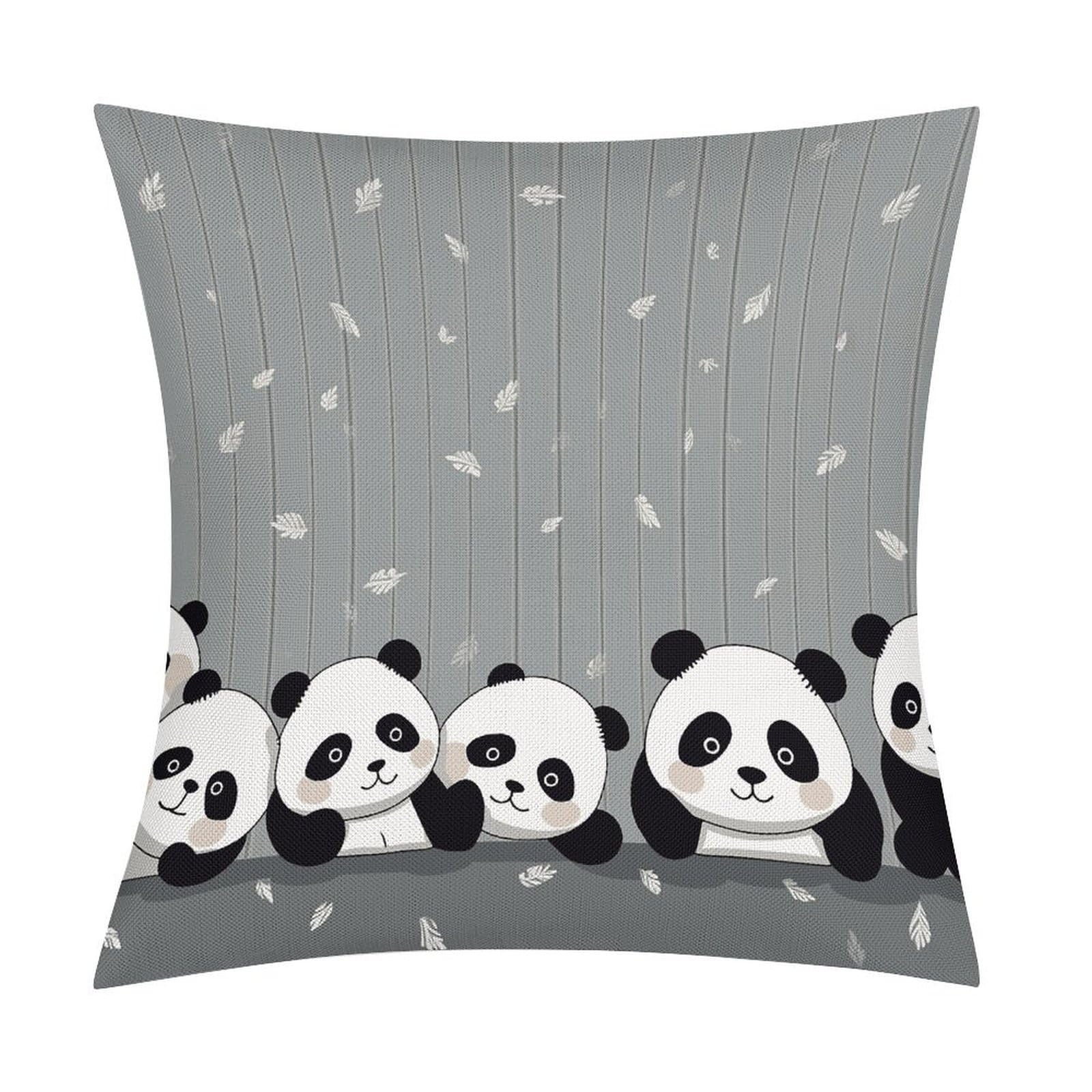 FekiLoot Funny Panda Throw Pillow Cover Soft Square Cushion Case Farmhouse Cushion Cover Decorative Pillow Cover Modern Pillowcase for Sofa Living Room Bed Home Decor 18x18 Inch
