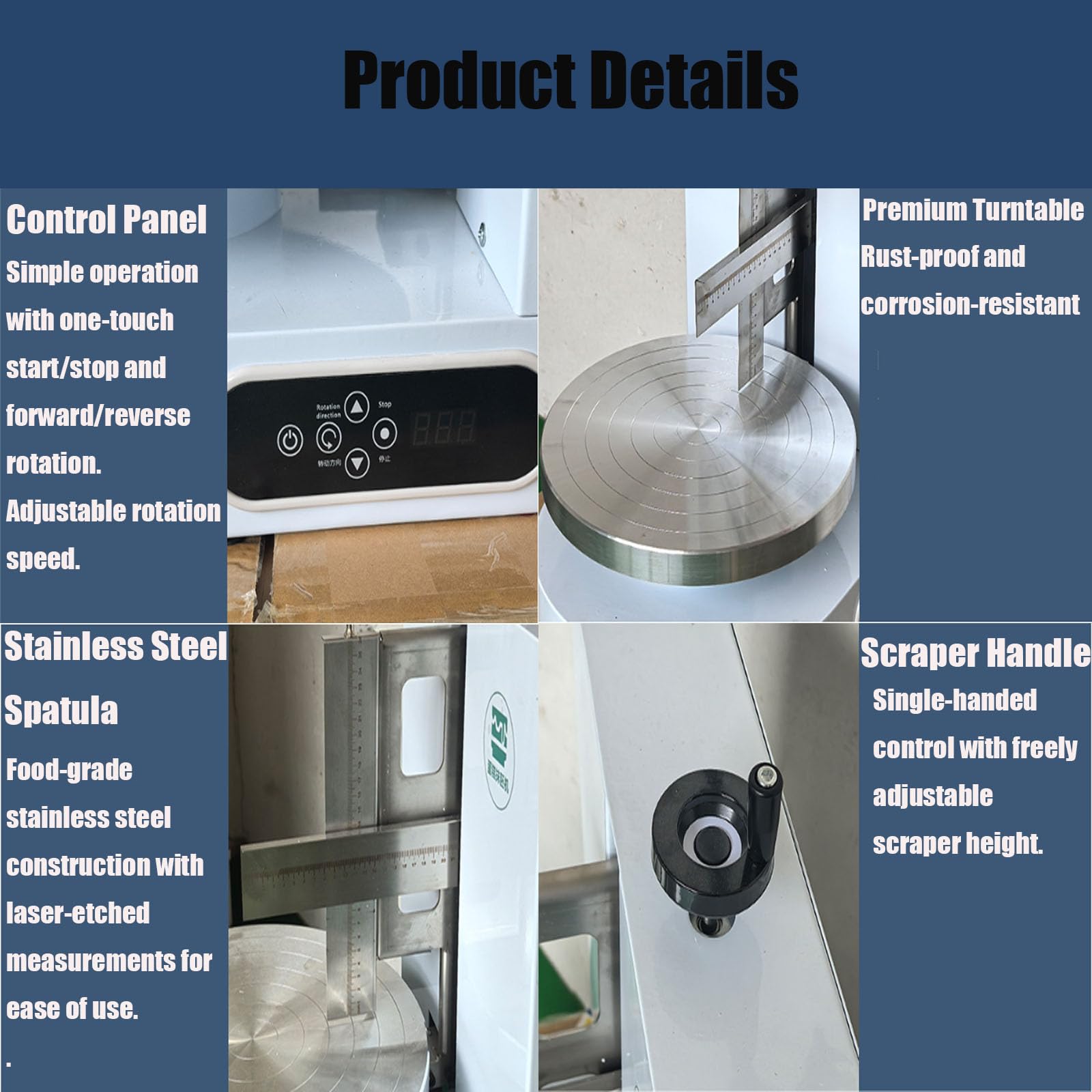Machine électrique de décoration de gâteau, lisseur de glaçage en acier inoxydable avec plateau tournant à vitesse réglable 20–150 tr/min pour gâteaux de 10,2 à 30,5 cm