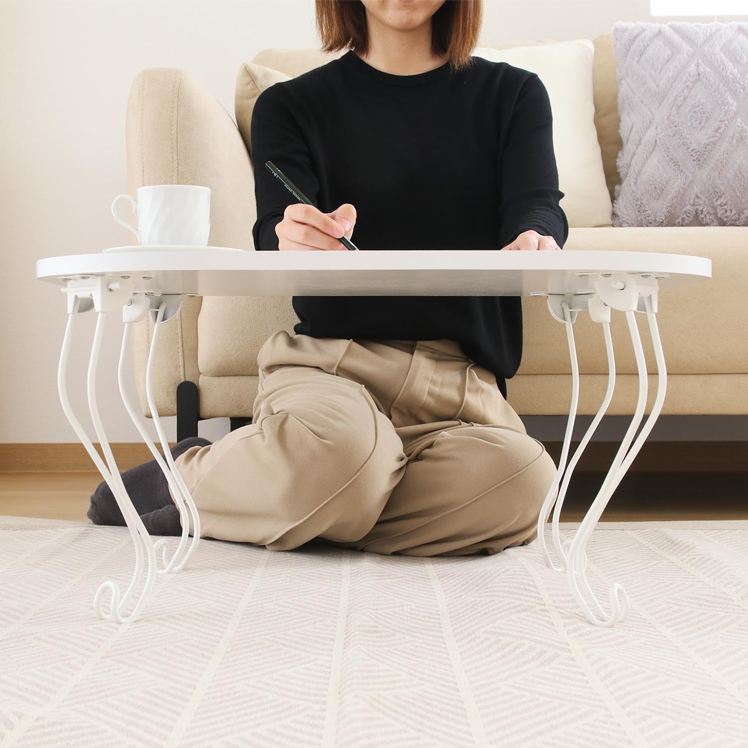 Amazon.co.jp: 不二貿易 ローテーブル 折りたたみ 幅60×奥行48