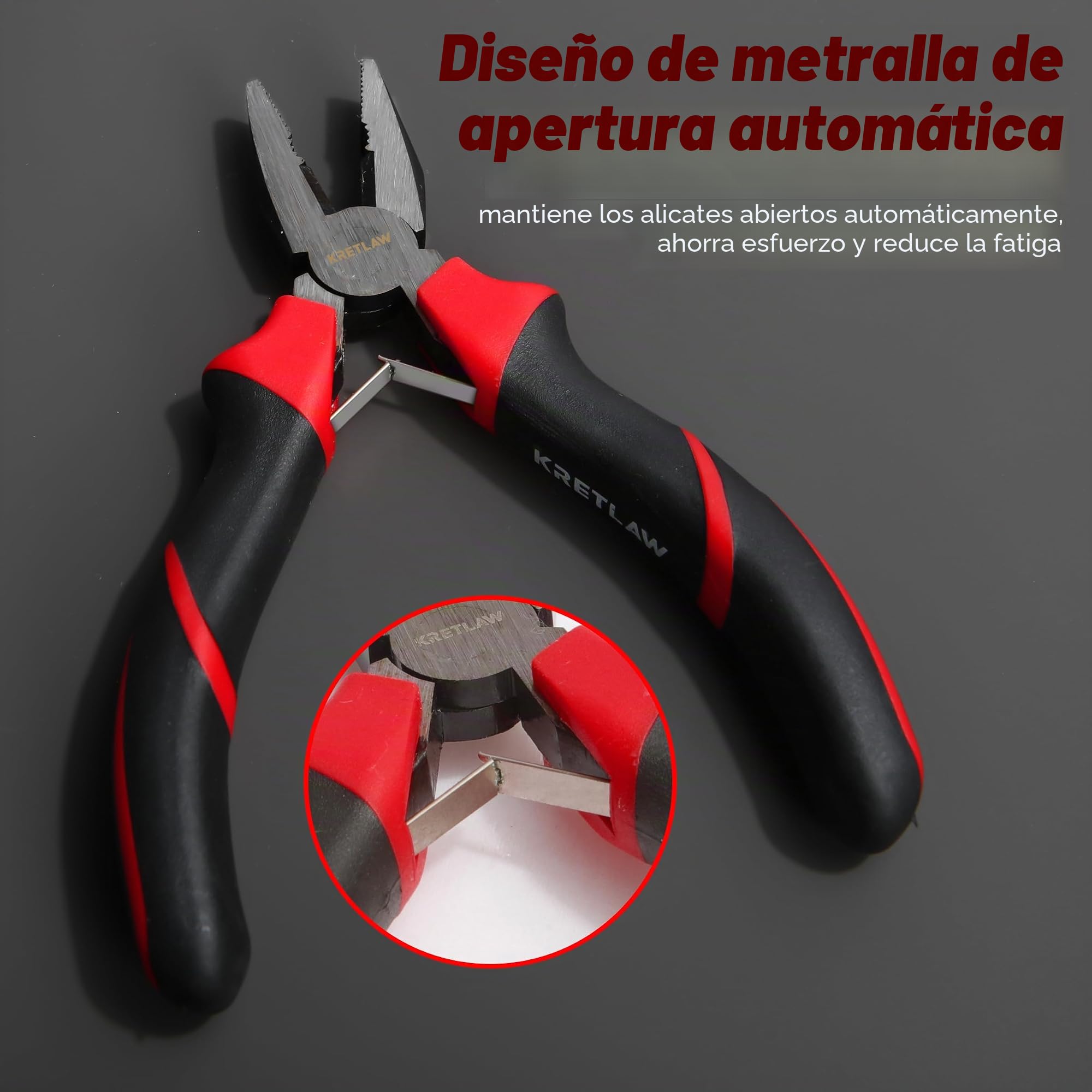 KRETLAW Juego de Alicates Mini 6 Piezas – Punta fina, punta larga, punta curva, corte diagonal, corte frontal y electricista para bricolaje, reparación electrónica y joyería con estuche