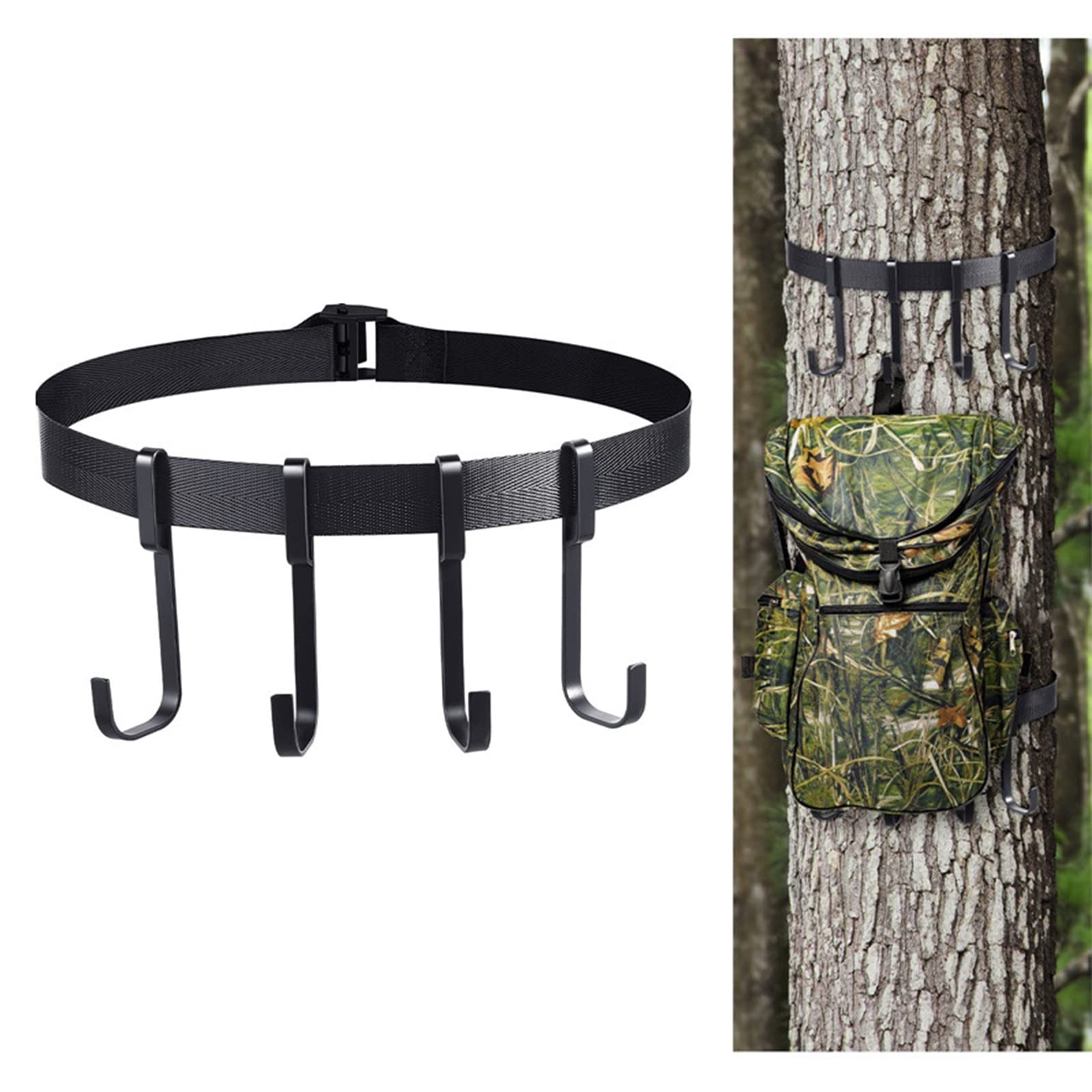 Skiguard Treestand Gear Hangers – 4 Haken, 1,8 M Gurt, Für Jagdausrüstung Wie Bogen, Köcher, Fernglas, Baumständer Skiguard Treestand Gear Hangers – 4 Haken, 1,8 M Gurt, Für Jagdausrüstung Wie Bogen, Köcher, Fernglas, Baumständer