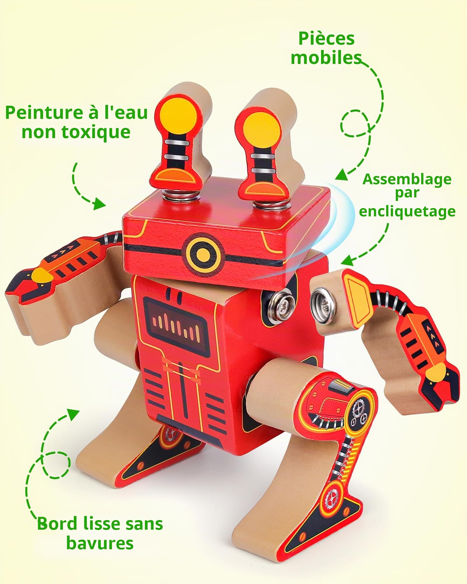 Coogam Bloc de construction robot en bois pour enfants de 3, 4, 5 ans | Robot Builders, STEM Take Apart Robot Playset, Motricité fine Jouet éducatif d'apprentissage
