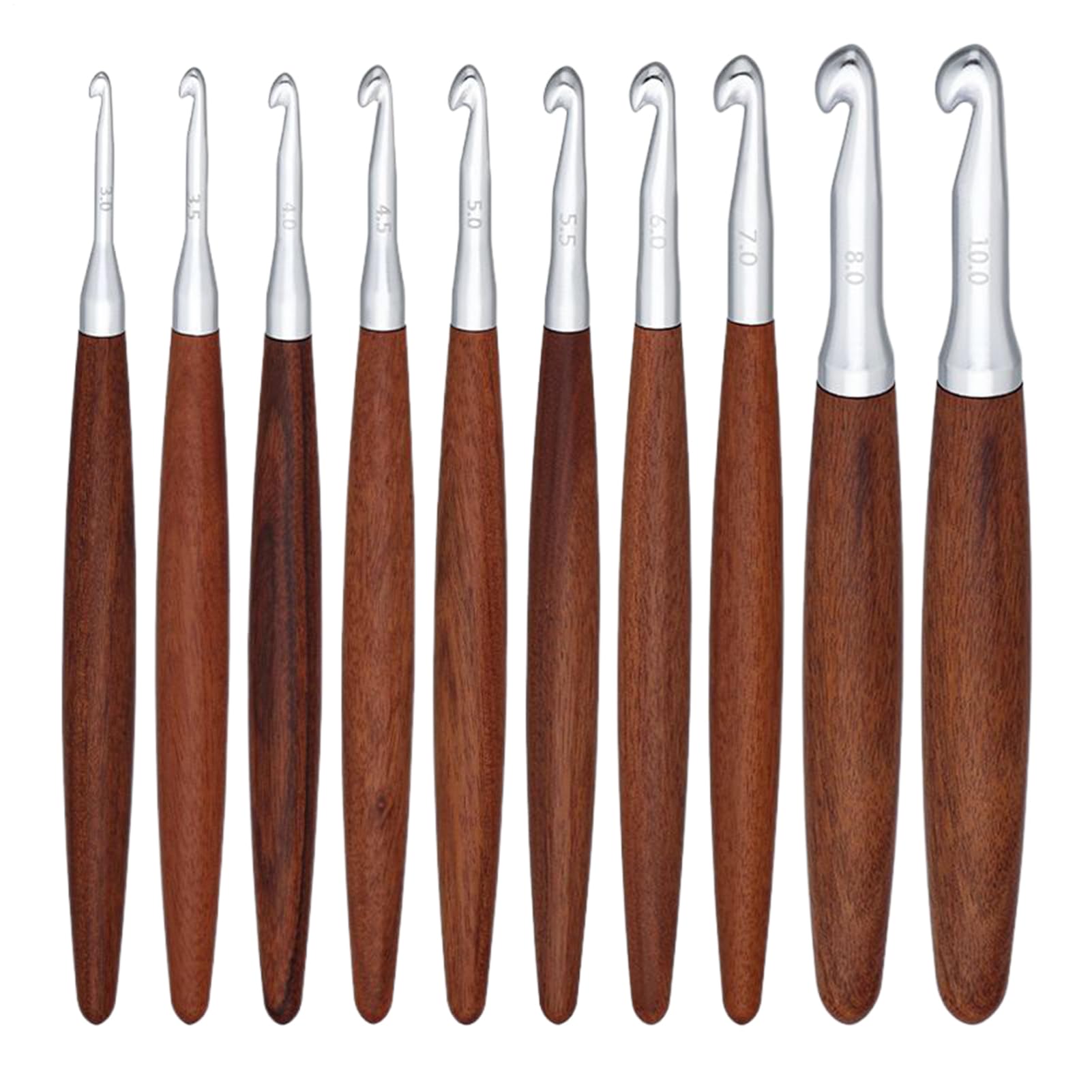 Agujas de gancho ergonómico de madera para principiantes y proyectos de tejer 8