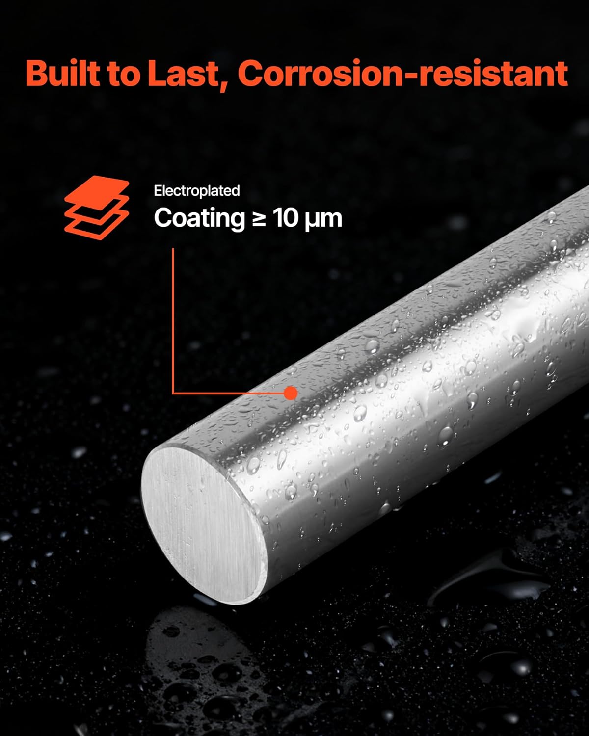 VEVOR 2PCS Linear Motion Rod, 25 mm x 1000 mm (0.98 x 39.4 in), SFC25 Carbon Steel Linear Rod Shaft, Anti Rust and High Precision, High Hardness Shaft, for Cutting Grinding Milling Drilling Machine