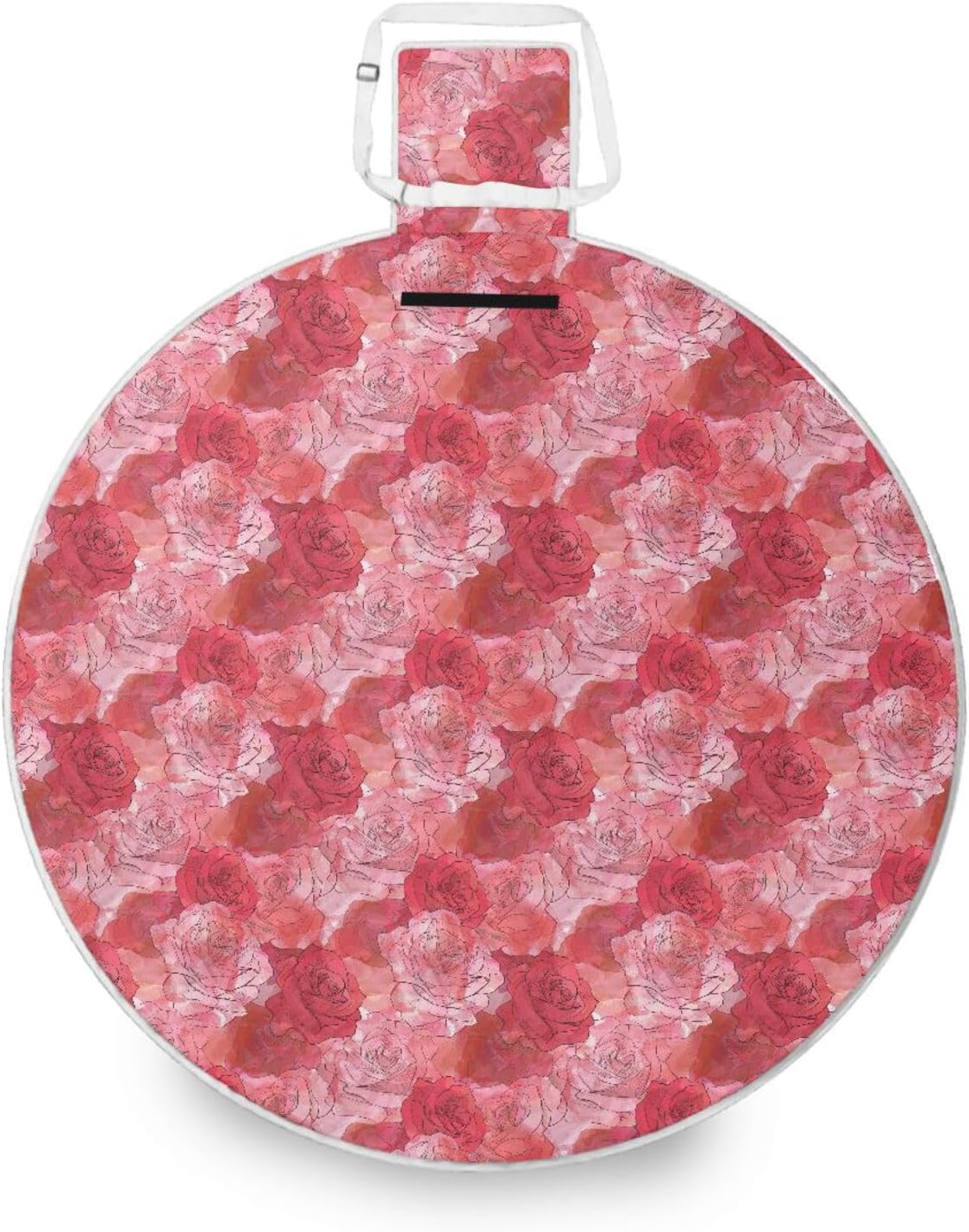 Round Beach Accessories - Fits 2 Adults, Summer Accessories Sand Free Camping Floor Mat for Spring Summer Camping 58 in (Roses Red)