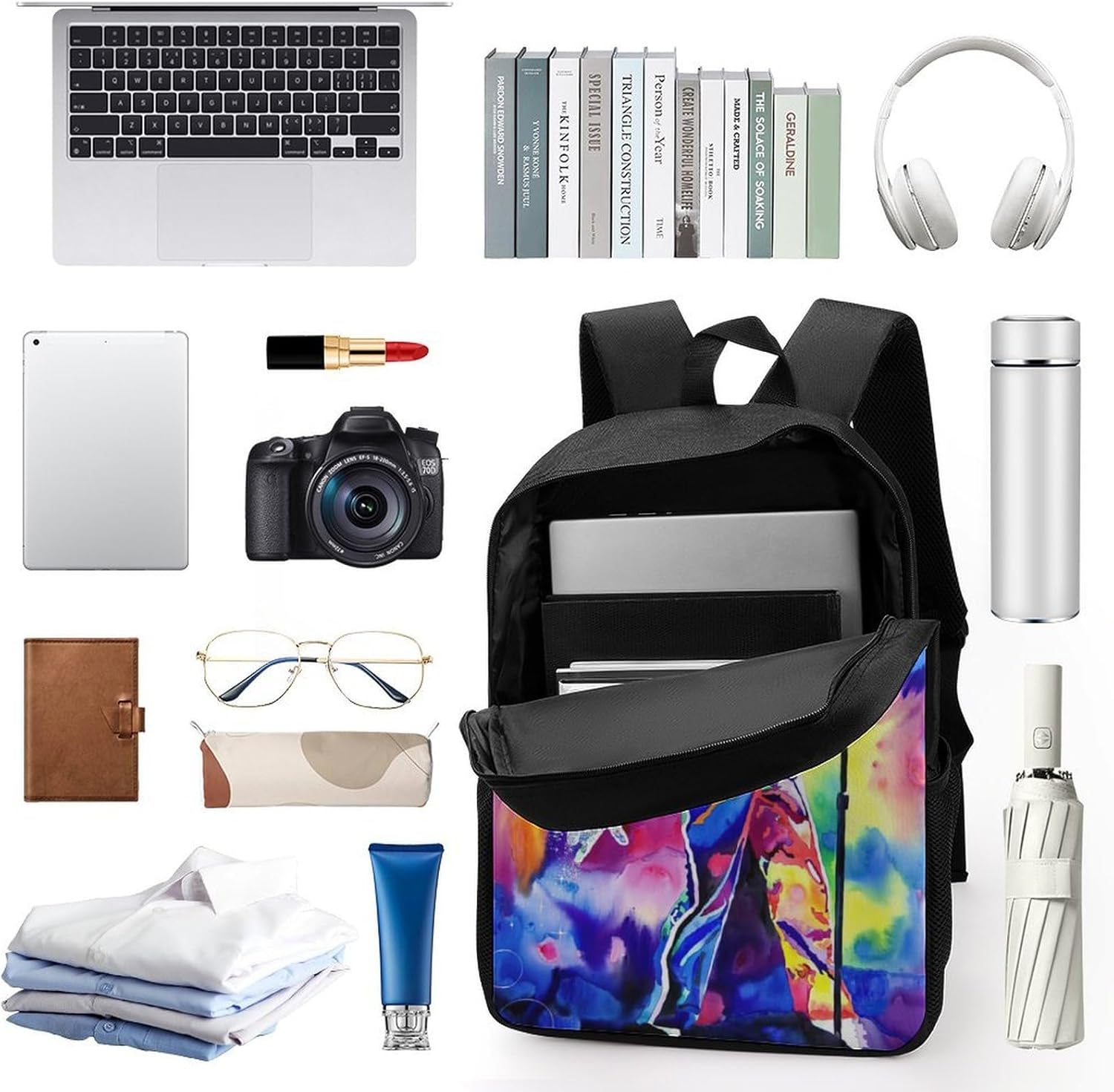 Casual Backpack 3D Print Backpacks Fashion Travel Bag 17in Daypack Laptop Backpack (Pattern-8, 16.9x 12.6 x5.5 inches)