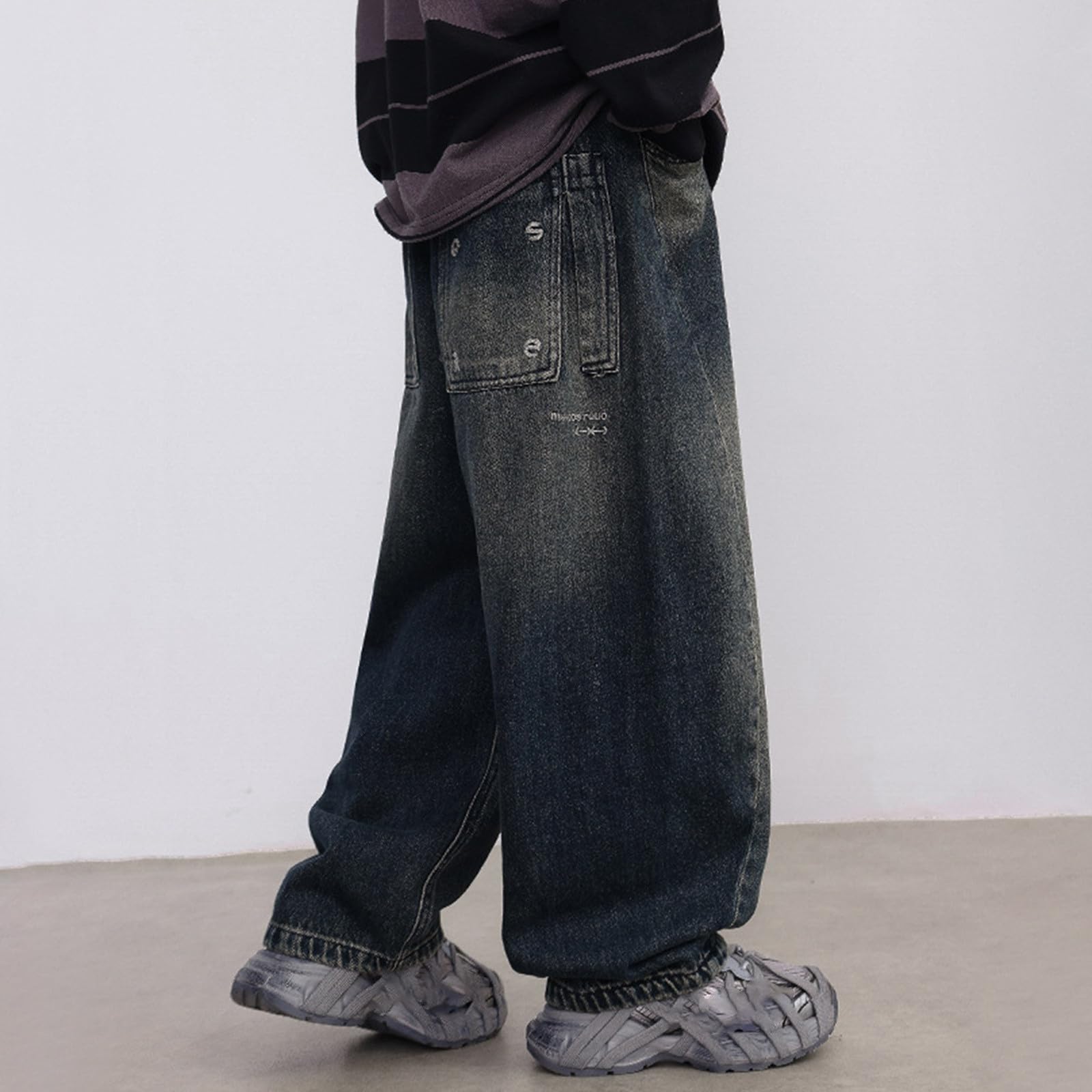 Genérico Pantalones Chandal Niño Pantalones Vaqueros de Invierno para Niños Grandes con Corte Holgado y Pierna Recta para Uso Diario Escolar