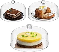 Uiifan 3-Pack Clear Acrylic Cake Dome Covers 7" 9" 11" - Round Cloche for Cakes, Desserts, Cheese Display & Protection