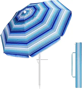 Beach umbrella for sand wind portable 7ft arc