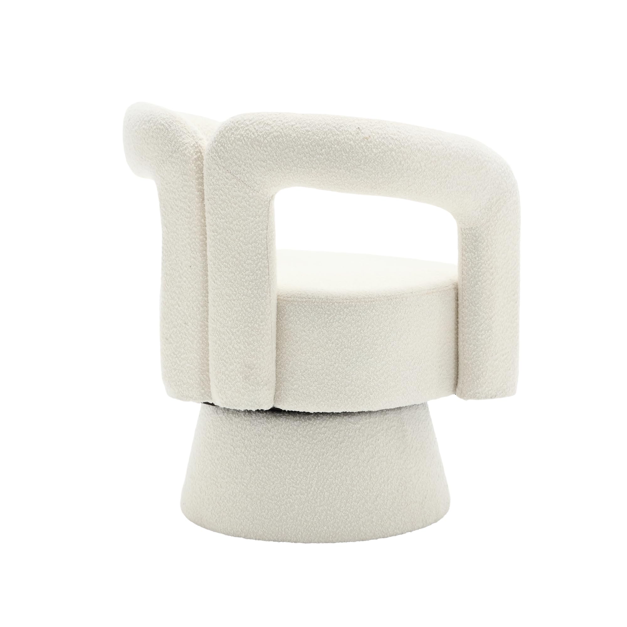 OKMYHOME Sessel – 360° drehbarer Sessel mit gepolsterter Sitzfläche aus Schlaufenstoff, Rahmen aus Holz und Metall, Belastung 150 kg, 67 x 55 x 74 cm, Beige