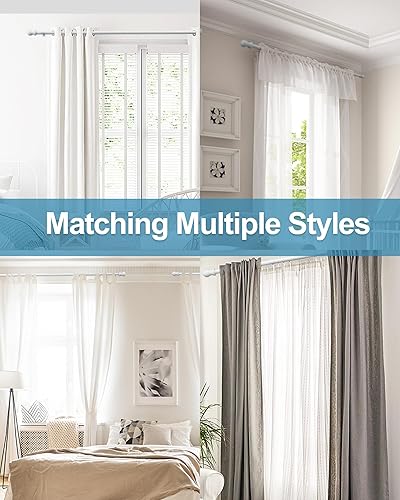 Miniatura 4 de HOSKO Barra de cortina blanca, barras de cortina de 1 pulgada para ventana de 30 a 84 pulgadas, incluye tres soportes de montaje (blanco)