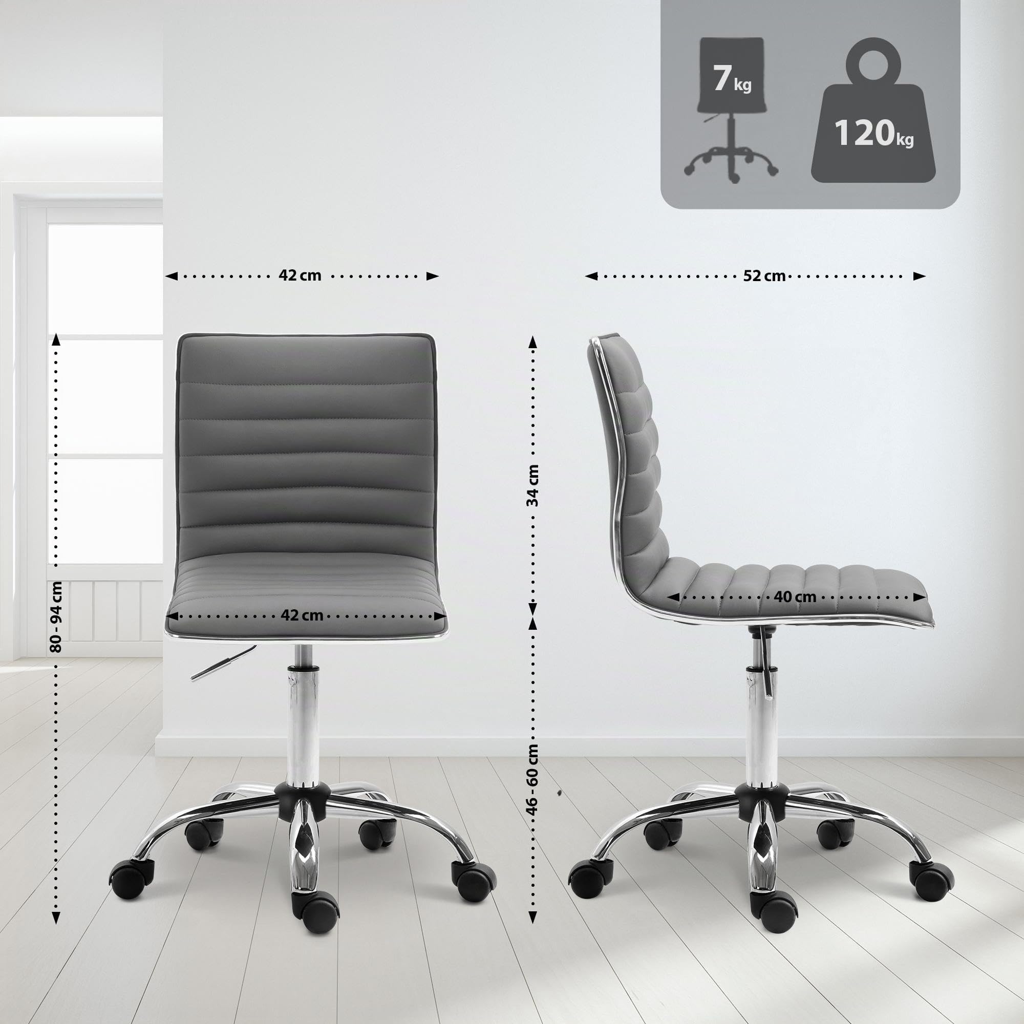 CLP Arbeitshocker höhenverstellbar Alamosa, ergonomischer Rollhocker mit Rückenlehne, Kunstlederbezug, drehbar Ideal für Büro & Praxis, Farbe:grau