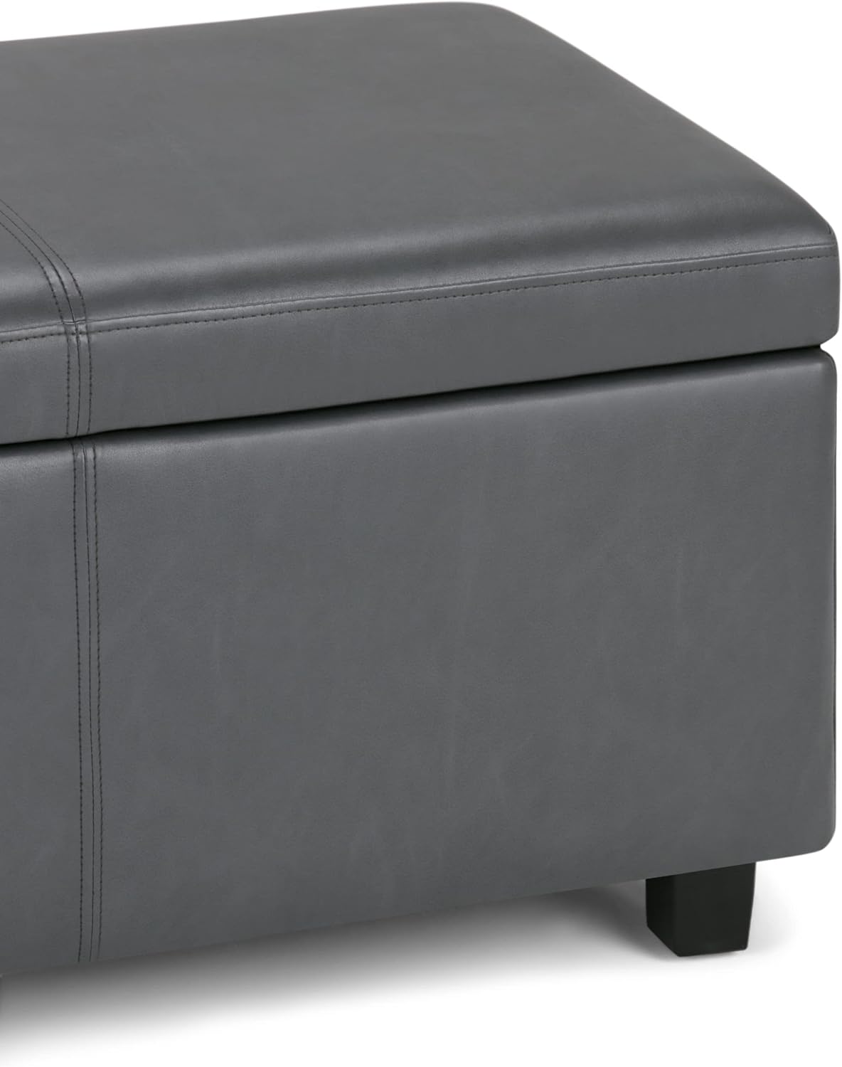 Stone Gray Contemporary Bench Ottoman with Inner Storage