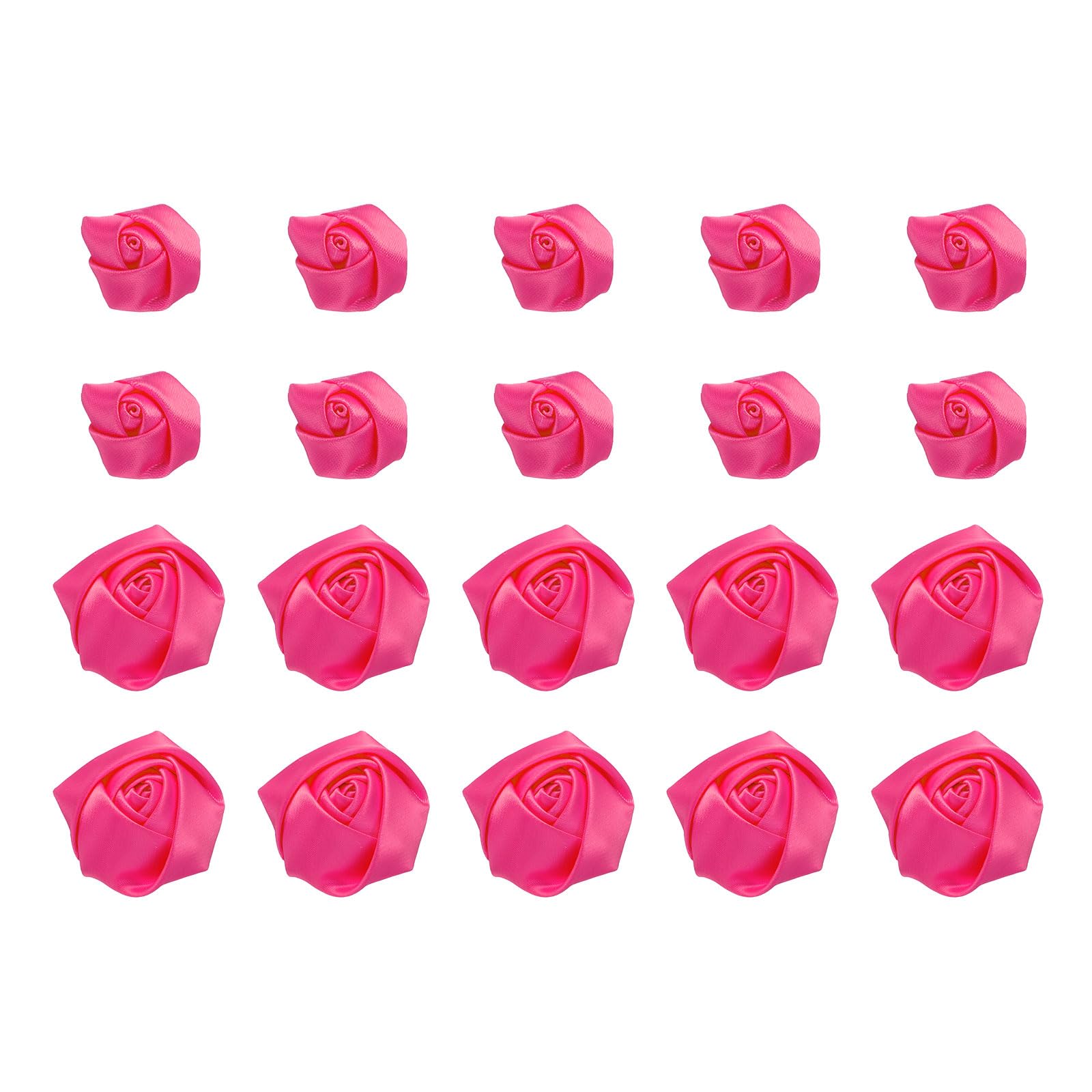 Roses artificielles en ruban de satin uxcell 2,5/5cm pour couture et loisirs créatifs, 20 pcs