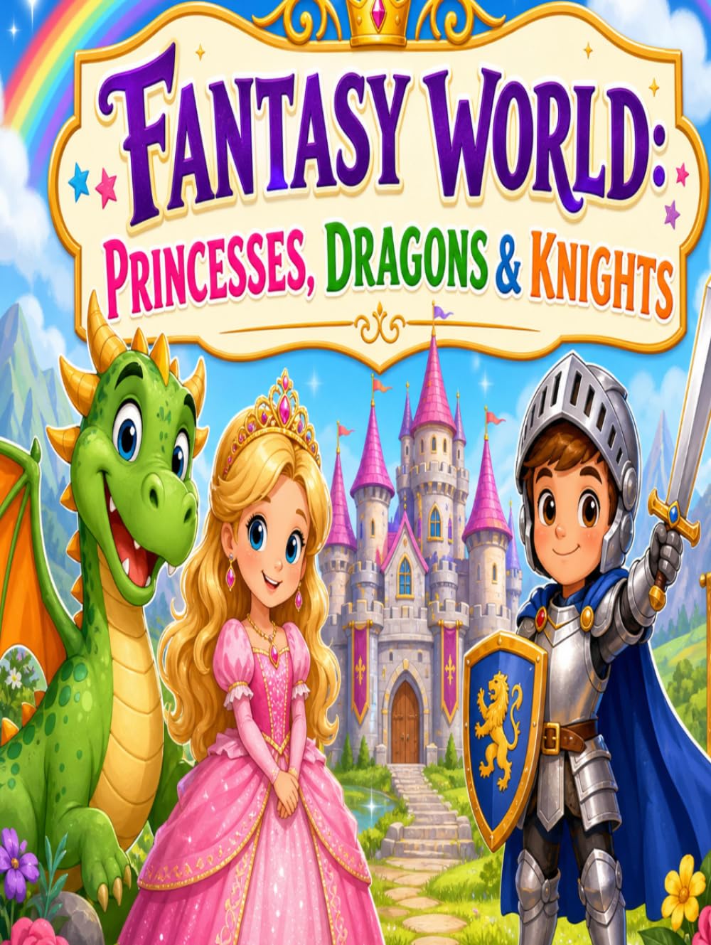Fantasy World: Princesses, Dragons and Knights: Coloring Book for Kids: 30 Unique Illustrations of Magical Adventures