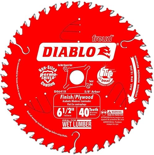 Diablo - Hoja de sierra de acabado de 6-1/2 pulgadas con 40 dientes. para mandril de 5/8 pulgadas. D0641X