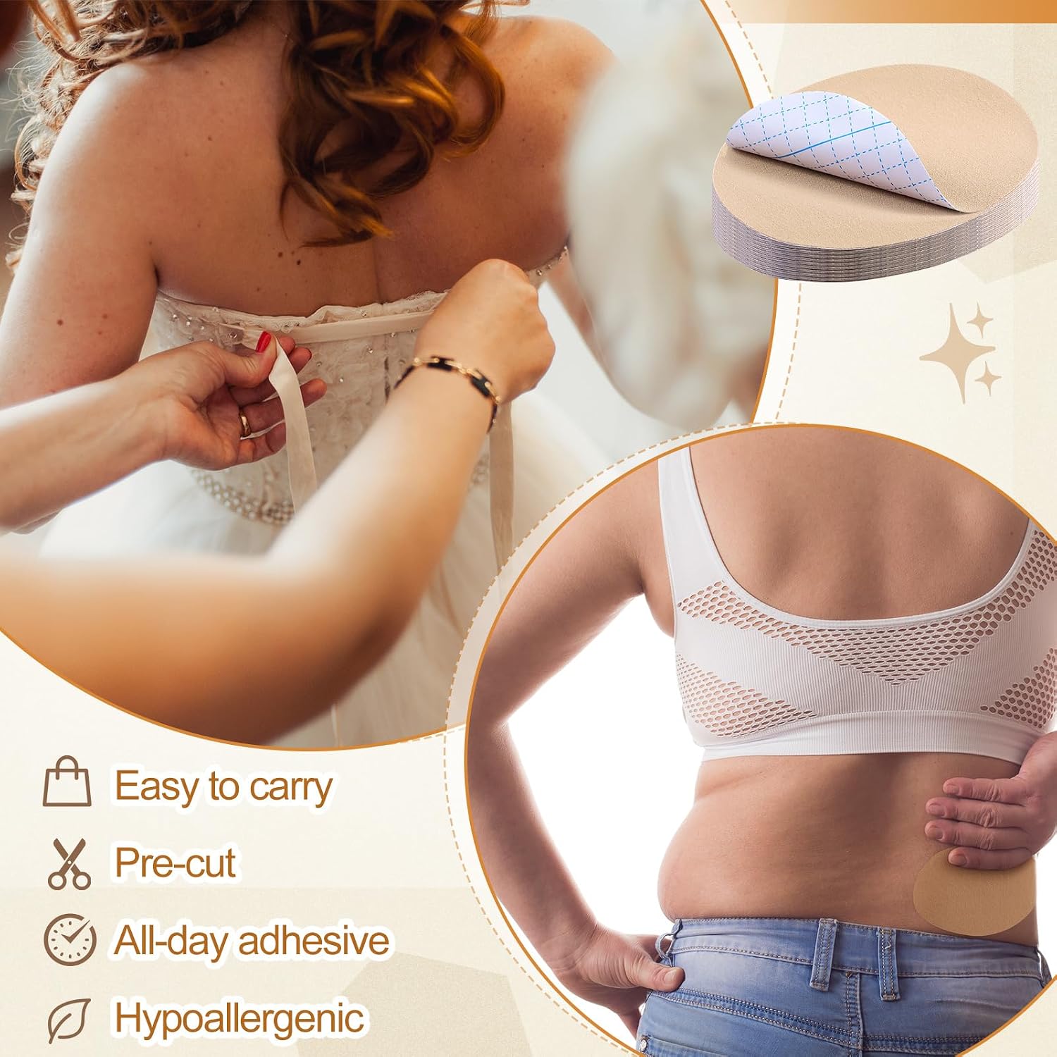 Geiserailie 50 Pcs Tummy Lift Belly Stomach Tape Waterproof Tummy Lifting Body Tape Body Control Precut Adhesive Strips for Women Saggy Loose Skin Flat Stomach Back Fat Belly(Oval)
