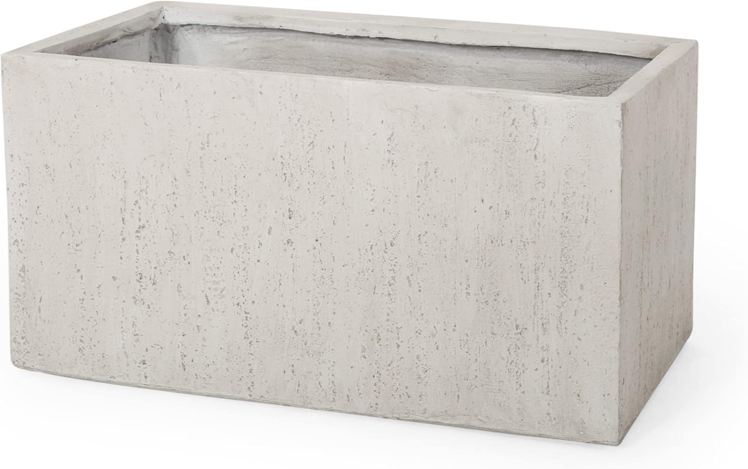 Vanessa Outdoor Modern Medium Cast Stone Rectangular Planters (Set of 2), White