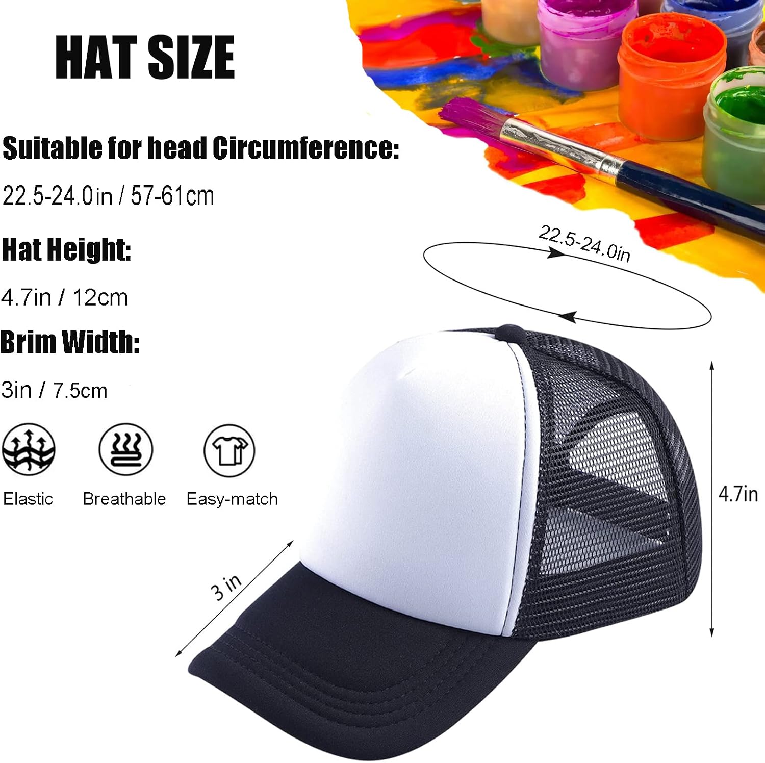 Funkeet 6 Pack Sublimation Blank Trucker Hats Plain Baseball Caps Mesh Back for DIY Embroidery Sublimation Printing