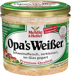 Opa’s Weißer® Schweinefleisch im 250g Glas, zerkleinert, im Glas gegart, Kräftig-deftige Presssack-Spezialität nach überli...