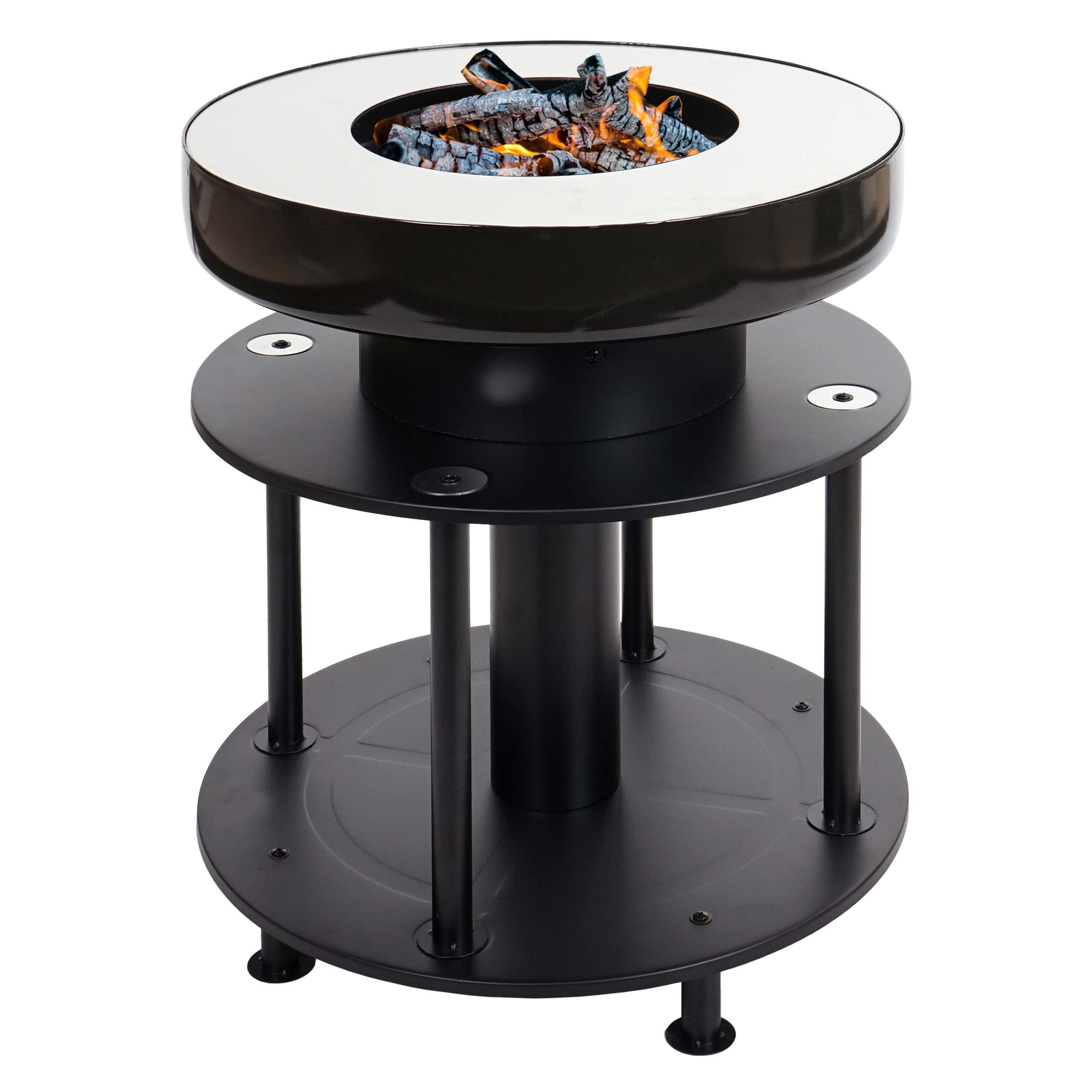 Barbecue BBQ braciere griglia HWC-K95 acciaio inox smalto 67x56x56cm nero