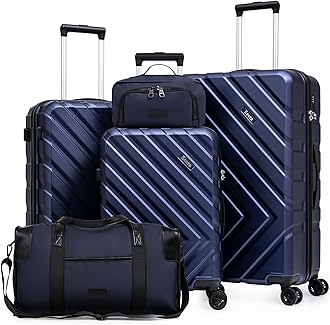 Luggage Sets 5 Piece, Suitcases with Wheels, ABS Hard Case Luggage with TSA Lock Spinner Wheels, Carry On Luggage Set(5 Piece Sets (20"/24"/28"/DB/TB))