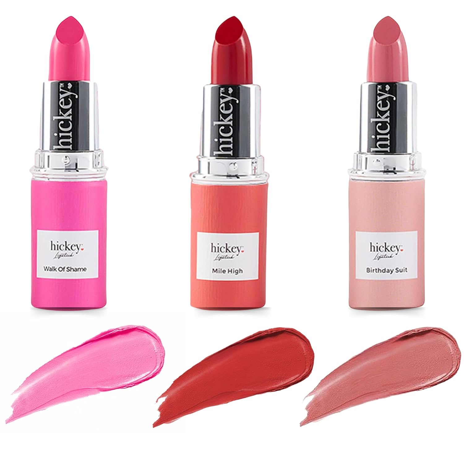 Hickey Lipstick The Vault Collection - 8 Piece Refill Set - (Mile High, Birthday Suit, Walk of Shame, Skinny Dip, Beach Babe, Big Trouble & More) - Hydrating, Long Lasting Lipstick for Women & Vegan