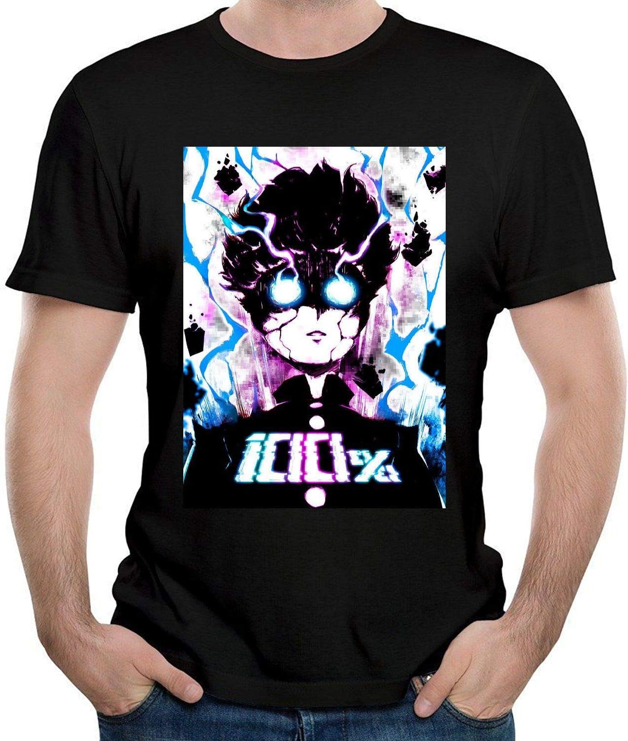 Men's Mob Psycho 100 Short Sleeve T-Shirts,Black,Small